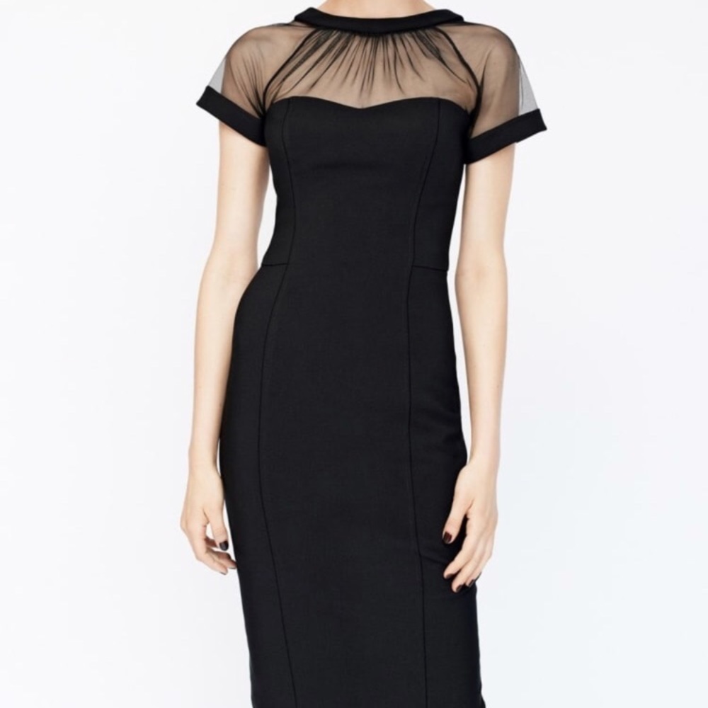 Maggy Illusion Yoke Crepe Sheath Dress size 8